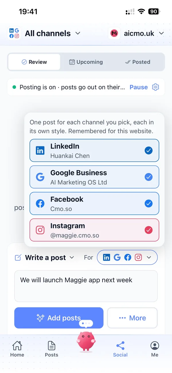 Write a post once for LinkedIn, Google Business, Facebook and Instagram