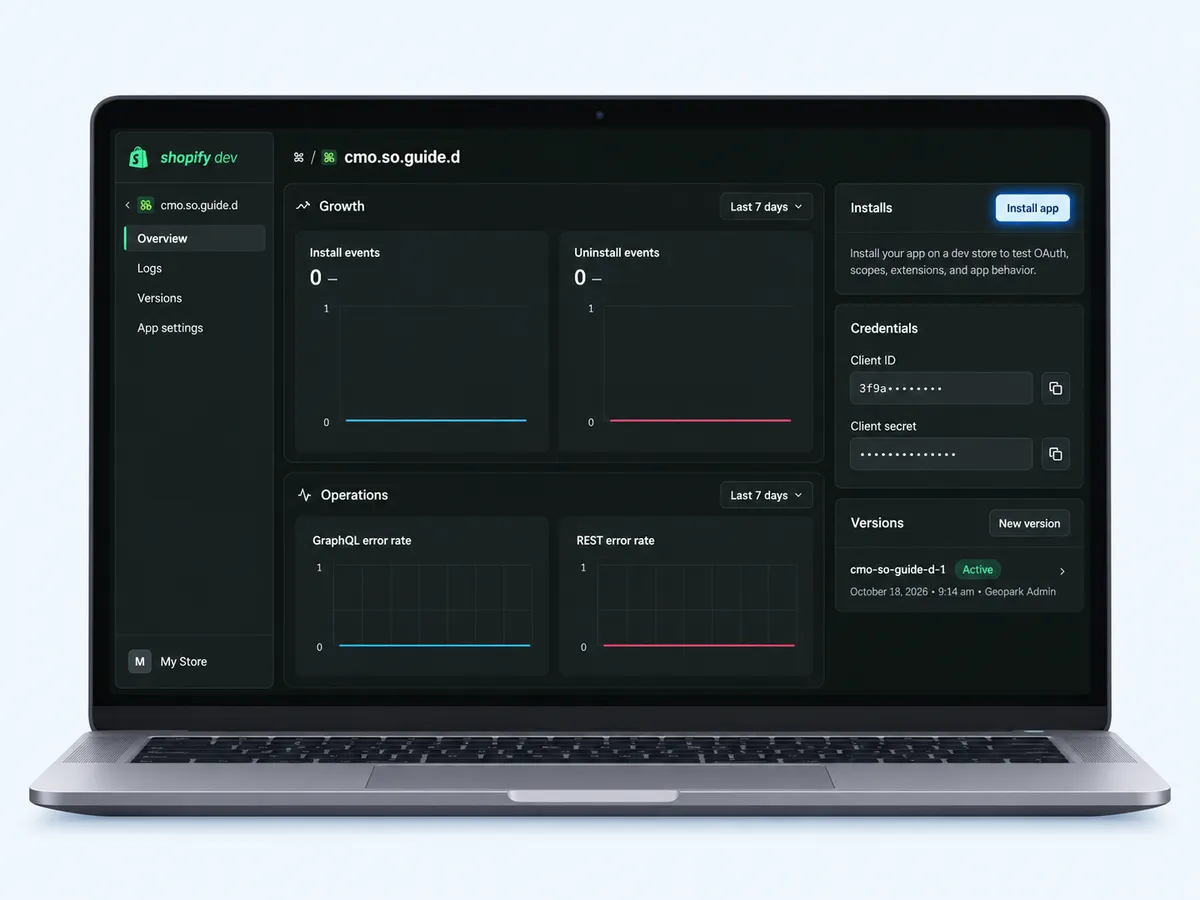 The app Overview with the Credentials panel