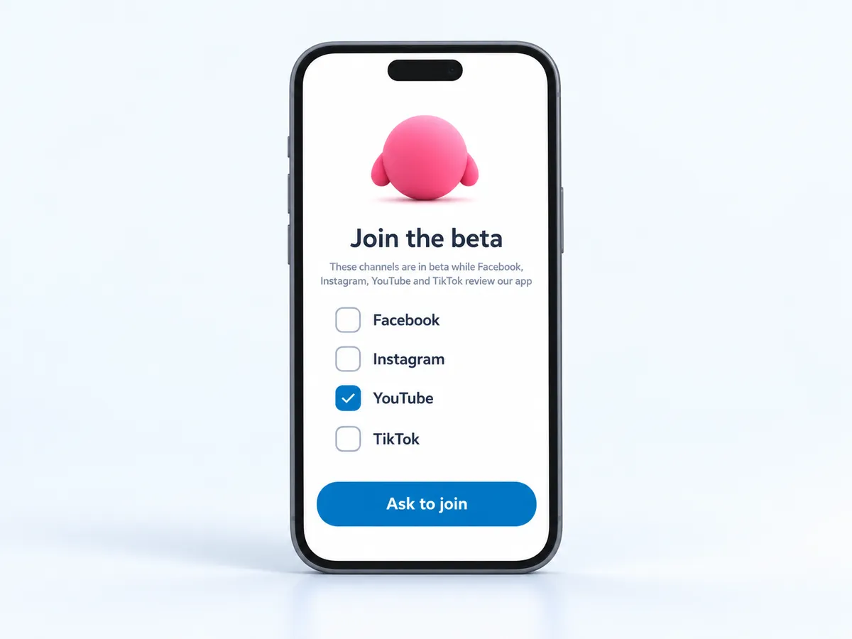 The Join the beta sheet for YouTube