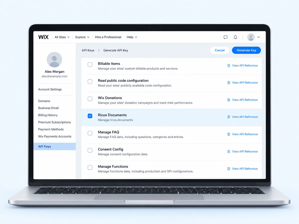 Wix permissions with Ricos Documents ticked