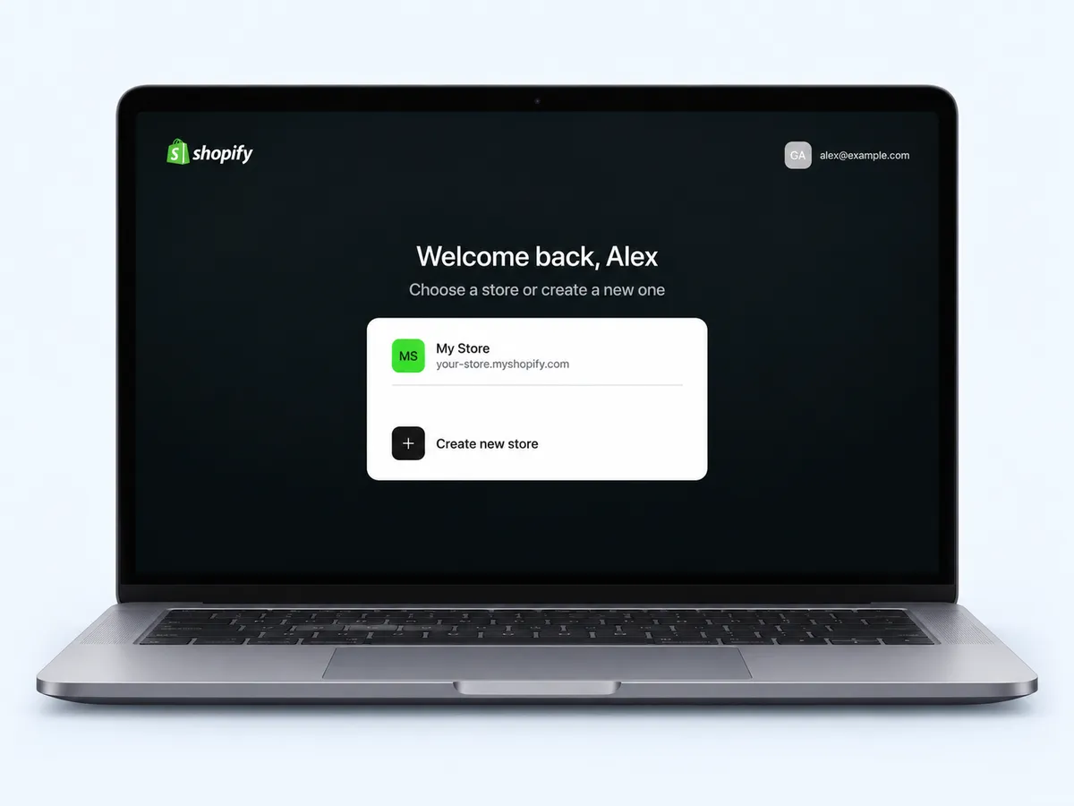 The Shopify store picker