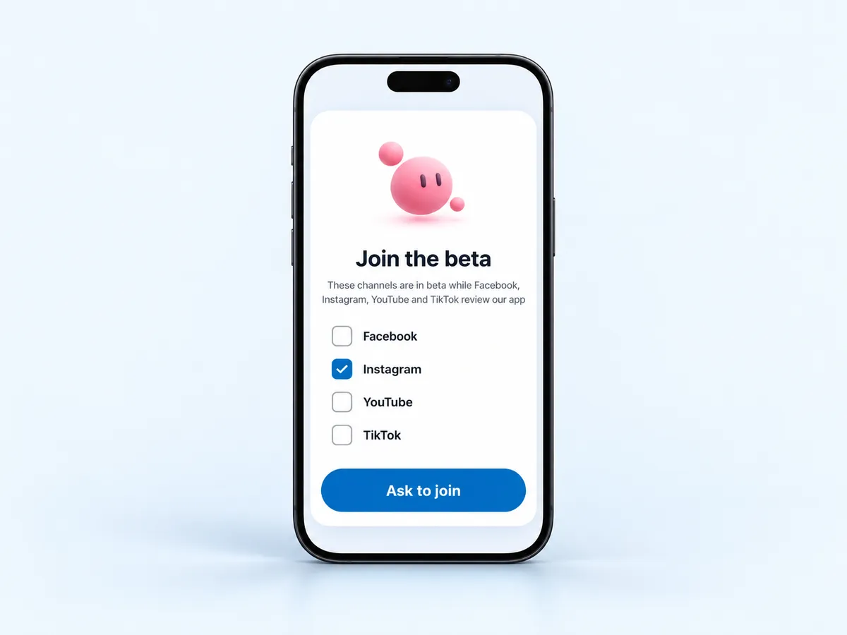 The Join the beta sheet for Instagram