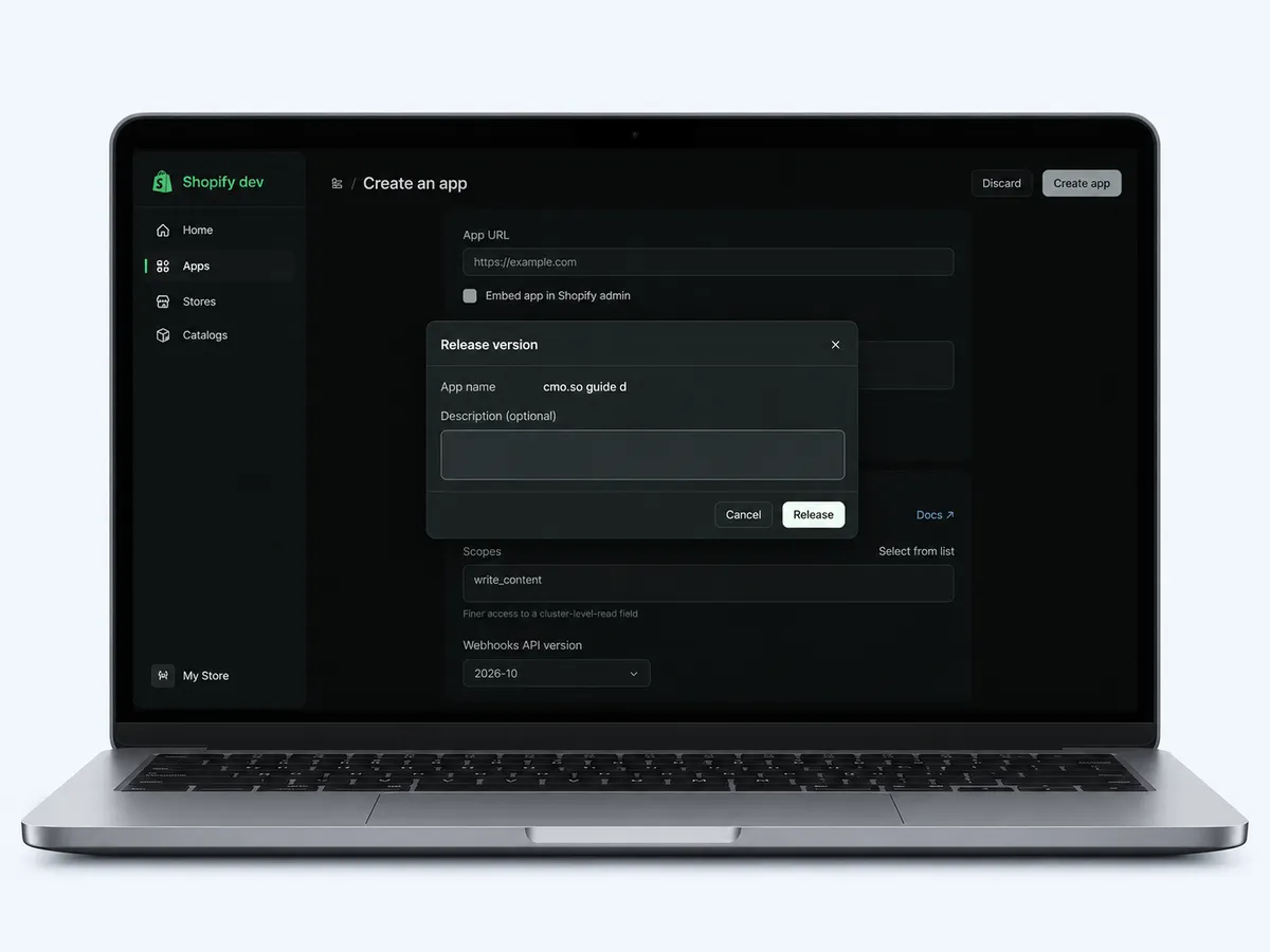 The Release version dialog