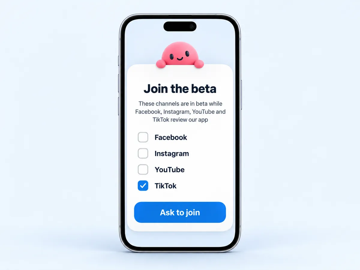 The Join the beta sheet for TikTok
